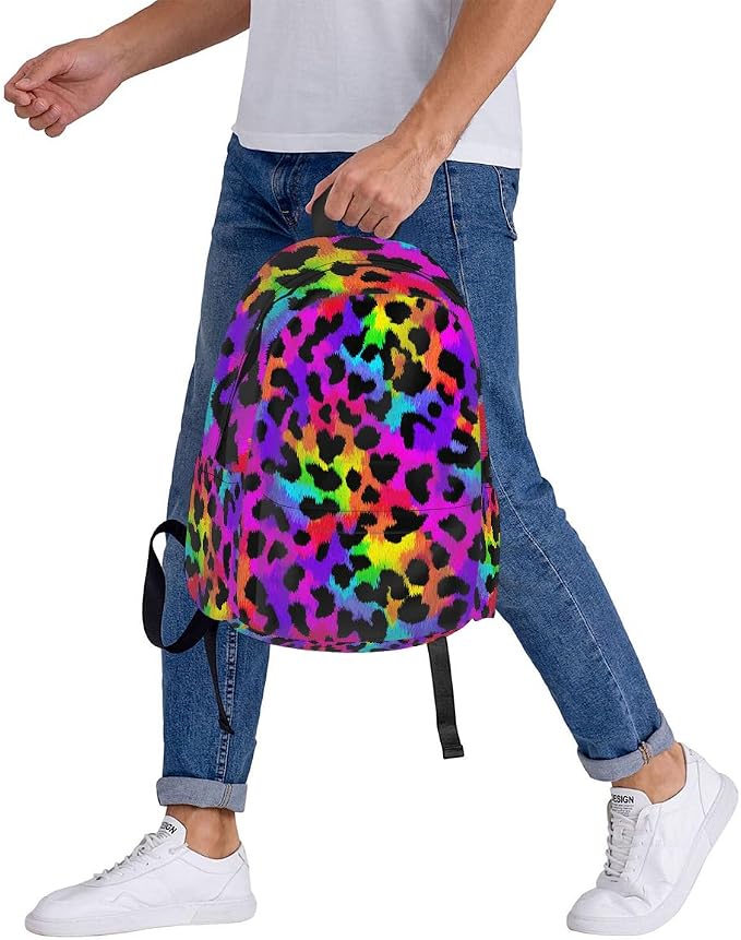 cfpolar 17 Inch Backpack Rainbow Leopard Animal Laptop Bag Shoulder Bag School - Image 8