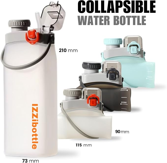 IZZI bottle Collapsible Lightweight Silicone Water Bottle | BPA Free, - Image 2