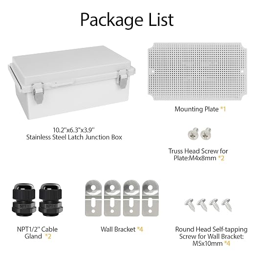 LeMotech Electrical Box, IP67 Waterproof Hinged Cover Stainless Steel Latch - Image 8