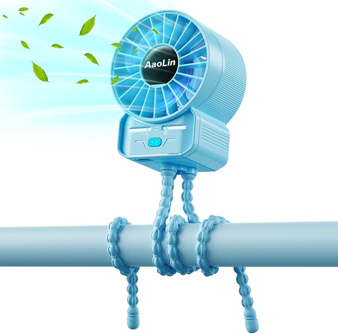 multifunctional USB rechargeable portable stroller small fan 4 speed 6600rpm by AaoLin
