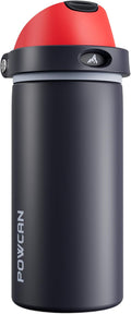 POWCAN 18 oz Stainless Steel Water Bottle: 2-in-1 Push-Button Spout & by POWCAN