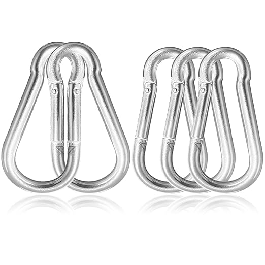 5 Pack 5.5" Heavy Duty Carabiner Clips, M14 Sliver Galvanized Steel Spring Snap by SEUNGCH