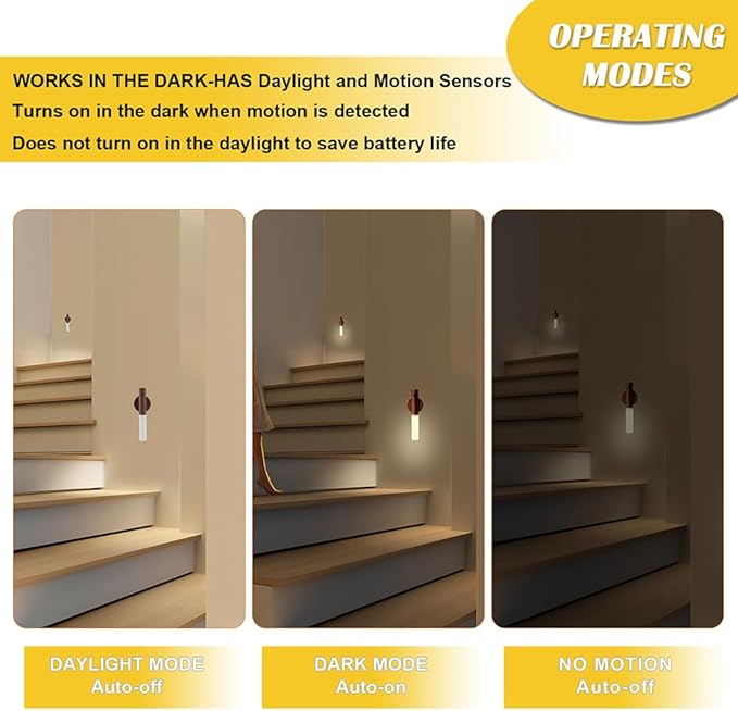 LANDGOO Wooden Motion Sensor Lights Indoor, Magnet Body Hallway Rechargeable - Image 6