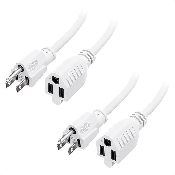 Cable Matters 2-Pack 16 AWG Heavy Duty 13A Power Extension Cord - 3ft by CableMatters