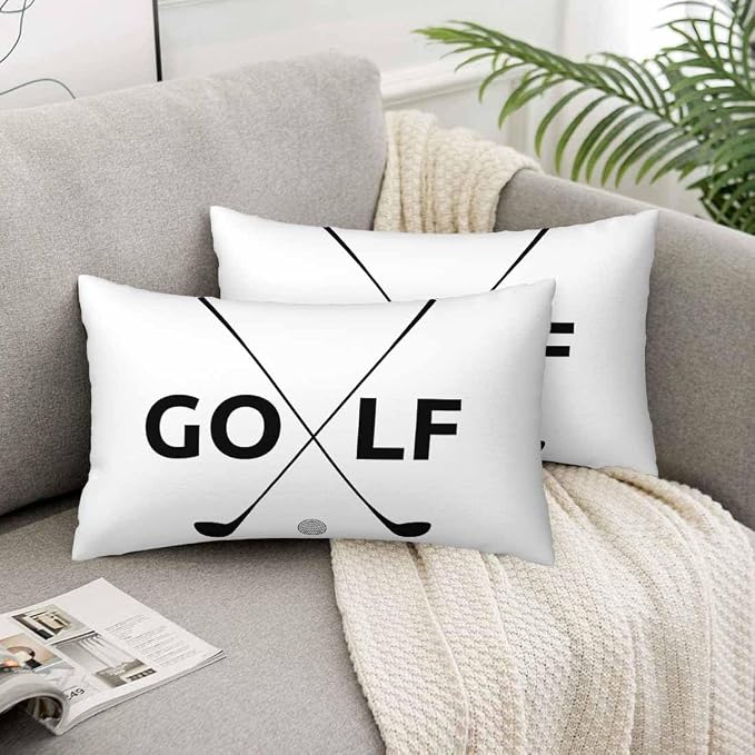 Black Golf Clubs Pillow Covers 12 X 20 Sports Themed Decor Symbol Golf Set of 2 - Image 5