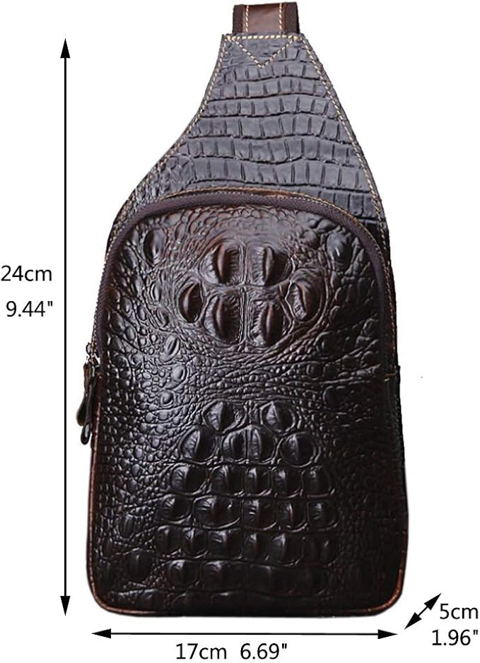 Hebetag Crocodile Genuine Leather Sling Bag Crossbody Backpack - Image 7