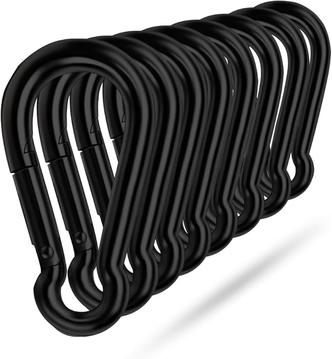 Black Carabiner Clip, Heavy Duty Spring Snap Hook Quick Link by Ekunbuy