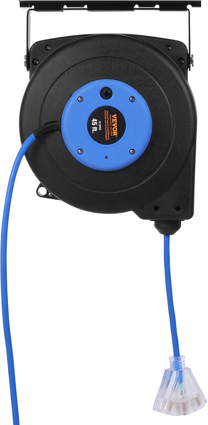 VEVOR Retractable Extension Cord Reel, 45 FT, Heavy Duty 12AWG/3C SJTOW - Image 12