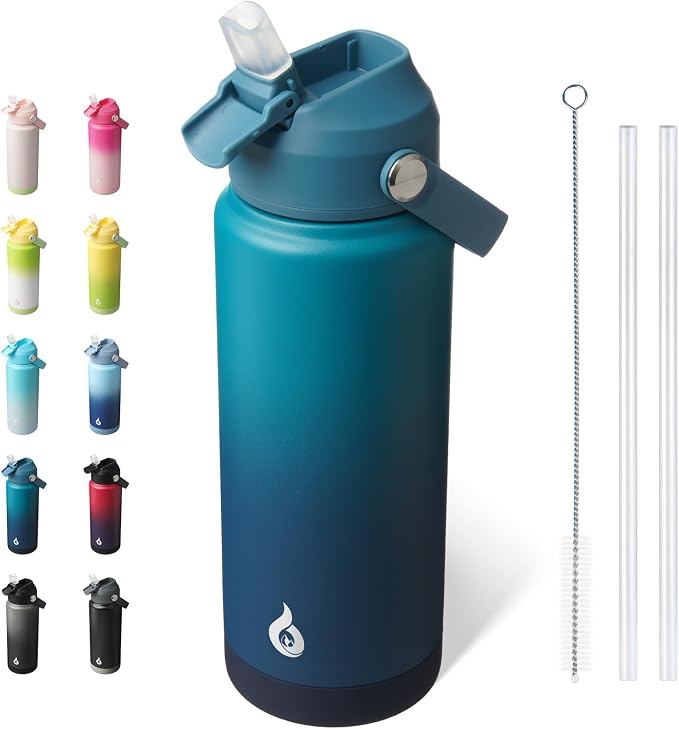 BJPKPK Water Bottle with Straw Lid, 24oz Vacuum Insulated Water Bottles by BJPKPK