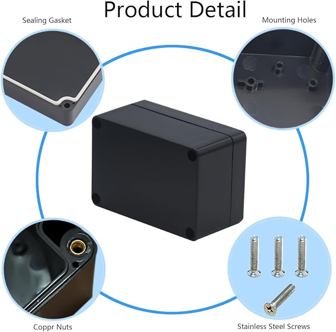 2 Pack Project Box ABS Plastic Black Electrical Boxes IP65 Waterproof DIY - Image 5