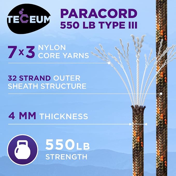 TECEUM Reflective Paracord Rope 1000 – 1000ft/200ft/100ft/50ft – 40+ Colors – - Image 2