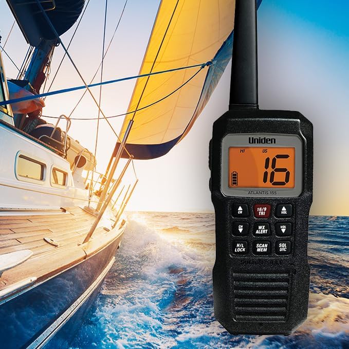 Uniden Atlantis 155 Handheld Two-Way VHF Marine Radio, Floating IPX8 - Image 6