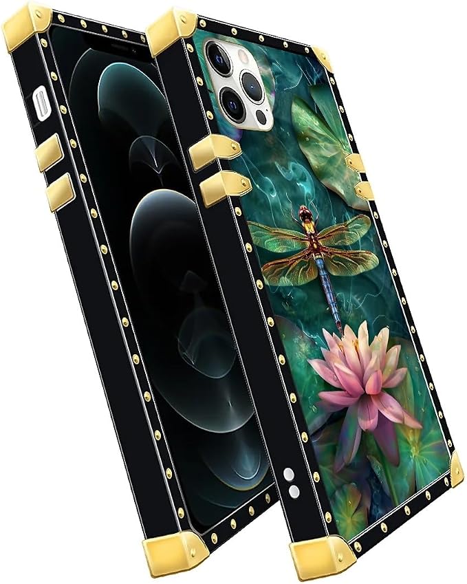 Compatible with iPhone 11 Pro Max Case, Colourful Dragonfly Pink Lily Pads - Image 3