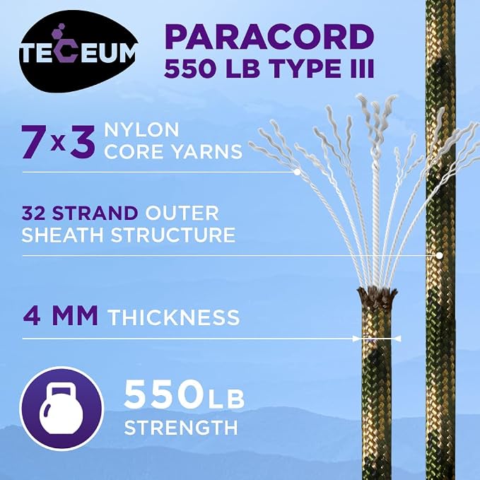 TECEUM Reflective Paracord Rope 1000 – 1000ft/200ft/100ft/50ft – 40+ Colors – - Image 2