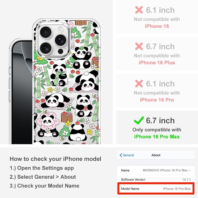 MOSNOVO for iPhone 16 Pro Max Case, Shockproof Military-Grade Protection 6.6ft - Image 2