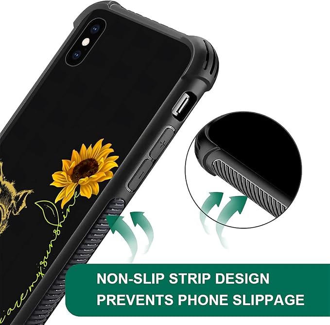 for iPhone X/Xs Case, Pig Sunflower Yellow Sunshine Pattern Made of Soft - Image 2