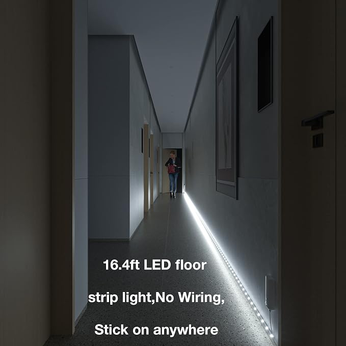 WOBANE Dual Motion Sensor Stair Lights Strip, Rechargeable 16.4ft LED Strip - Image 5