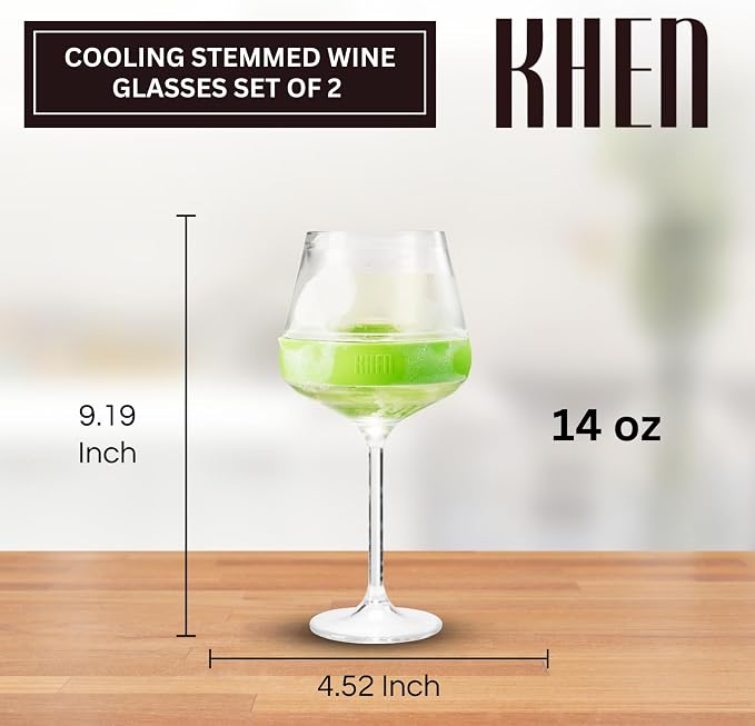 14oz Frozen Cooling Wine Glasses, 2 Set – Keep Drinks Cold Longer, Stemmed - Image 2