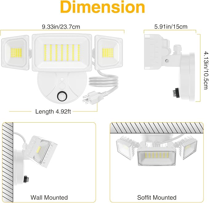 Onforu 80W Dusk to Dawn Outdoor Lighting, Plug in LED Flood Lights, 8000LM - Image 8