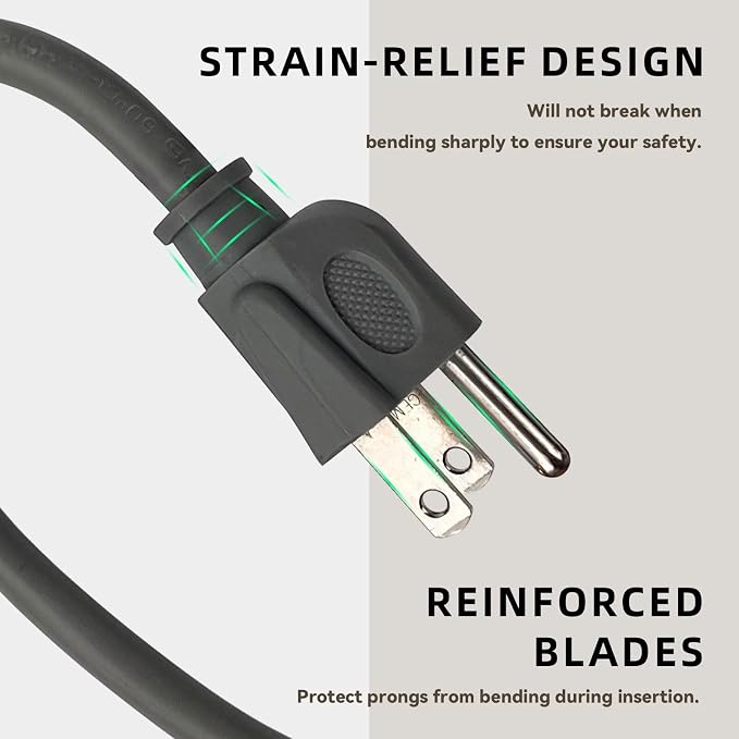 8ft Outdoor Extension Cord for Christmas Decorations- 16/3 Heavy Duty SJTW - Image 3