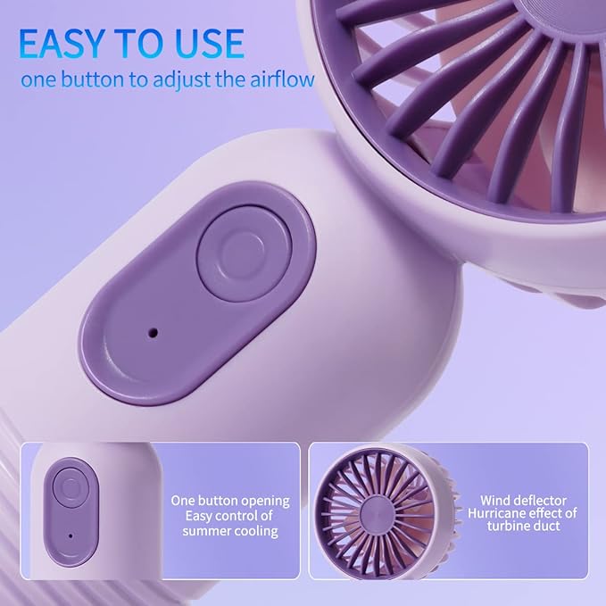 Mini Portable Fan 3 Pack, Cute Handheld Battery Operated Lightweight Small - Image 4