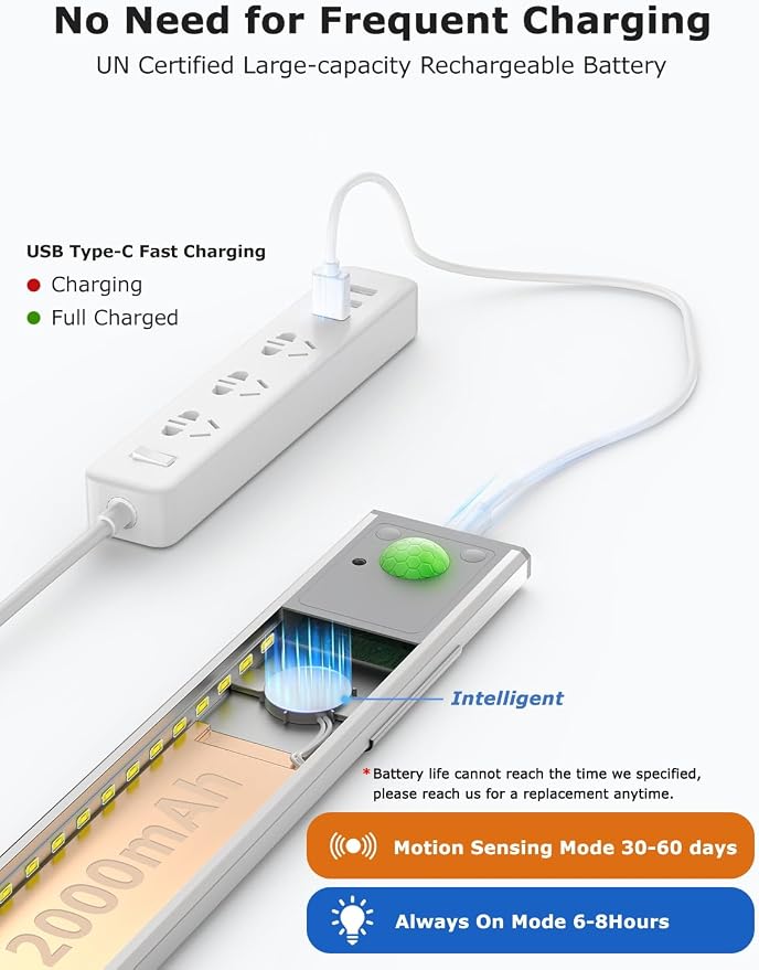 12" Ultra-Thin Under Cabinet Lighting Wireless, Aluminum Alloy Under Counter - Image 4