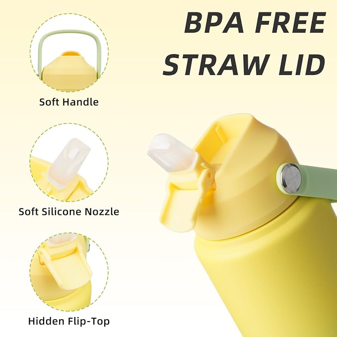BJPKPK Water Bottle with Straw Lid, 24oz Vacuum Insulated Water Bottles - Image 2