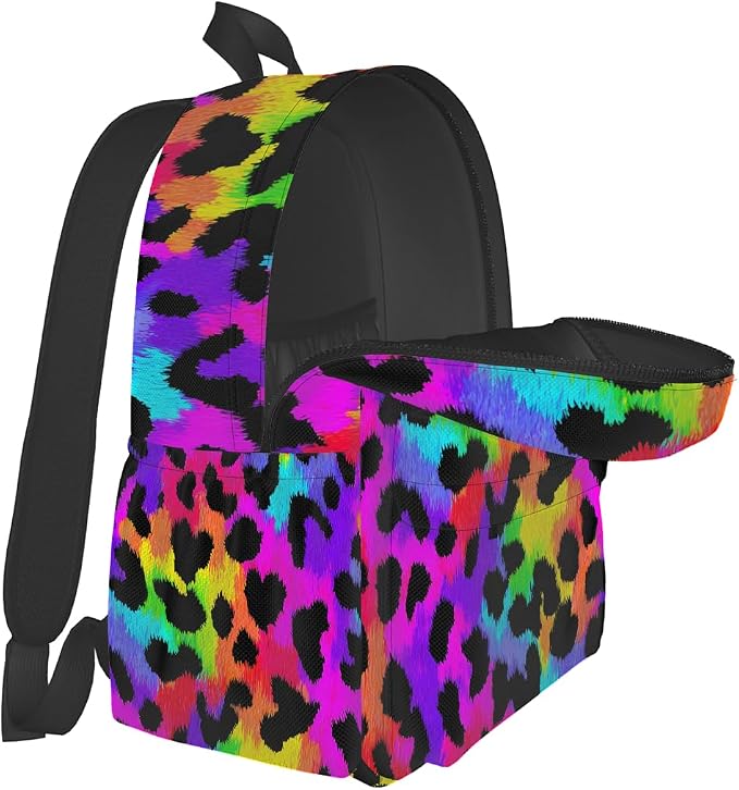 cfpolar 17 Inch Backpack Rainbow Leopard Animal Laptop Bag Shoulder Bag School - Image 5