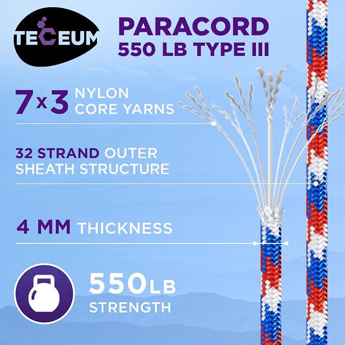 TECEUM Reflective Paracord Rope 1000 – 1000ft/200ft/100ft/50ft – 40+ Colors – - Image 2