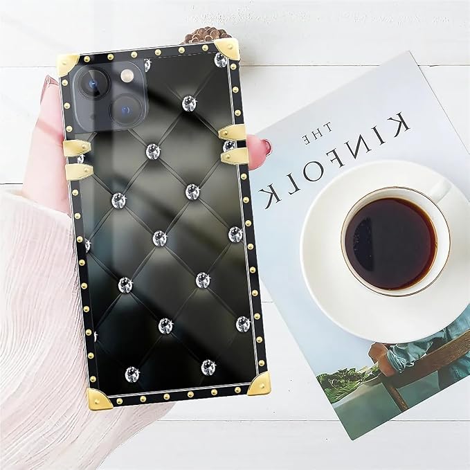 Compatible with iPhone 13 Case, Shiny Black Sofa Crystal Luxury Golden - Image 7