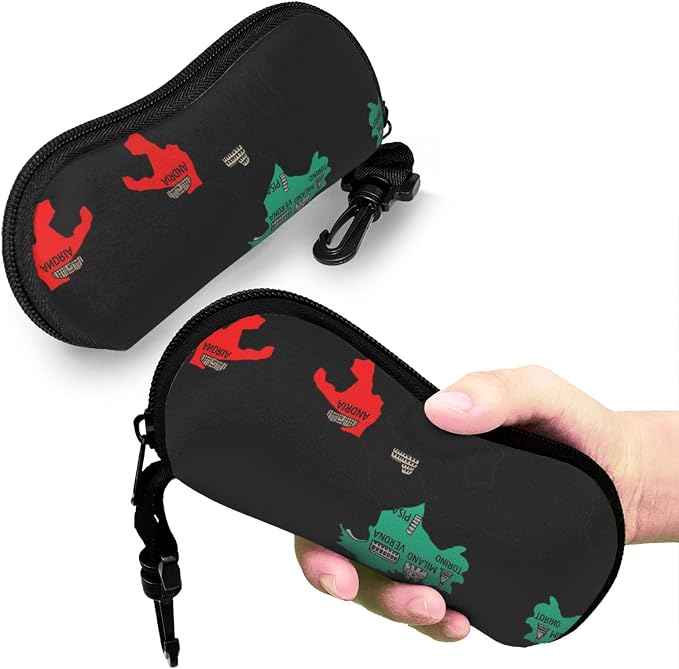 YANGqing Italy Map Cities Marked Print Light Soft Shell Glasses Case Portable & - Image 7