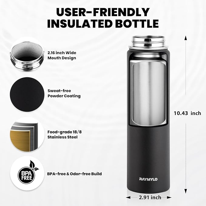 RAYMYLO Insulated Water Bottle 24oz, Triple Wall Vacuum Stainless Steel - Image 5