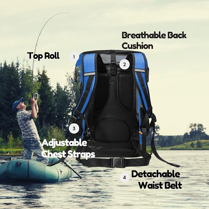 Waterproof Dry Bag Backpack for Kayaking, Roll Top Kayak Dry Backpack, Floating - Image 3