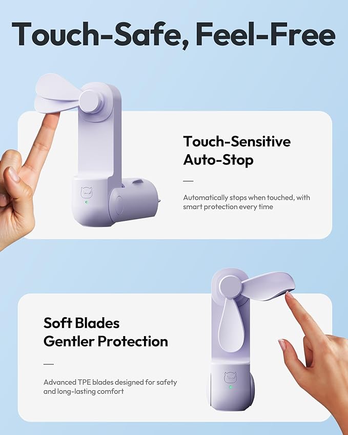 Gaiatop Portable Handheld Fan, 3 in 1 Mini Fan Handheld, Foldable Personal Fans - Image 6