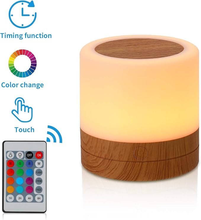 Nursery Night Light for Kids, USB Rechargeable Small Desk Lamp, 13 RGB Colors & - Image 2