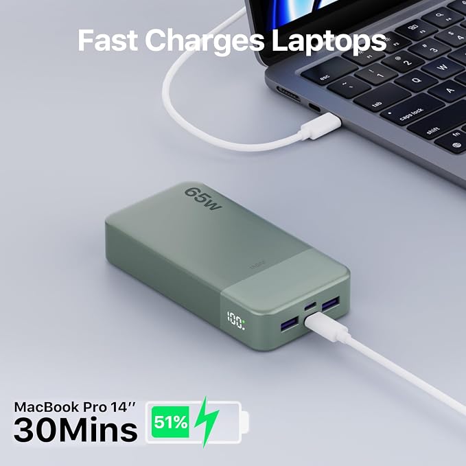 JUOVI Portable Charger 65W Power Bank 20000mAh Compact USB C Laptop Power Bank - Image 5