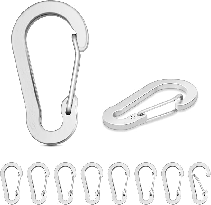 10pcs Aluminum Small Carabiner Clip, 2 Inch Carabiner Keychain Clasp Spring D by CooBigo