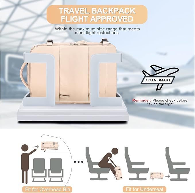 coofay Carry On Backpack Flight Approved Personal Item Travel Backpack - Image 9