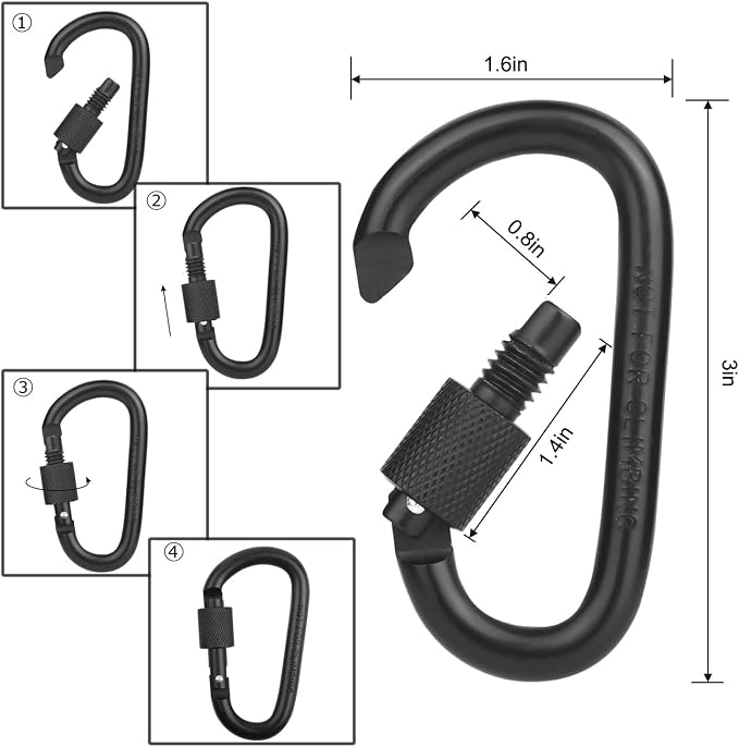 Locking Carabiner Clip, Vonpri 3 Inch D Ring Clips Spring Snap Key Chain Hook - Image 6