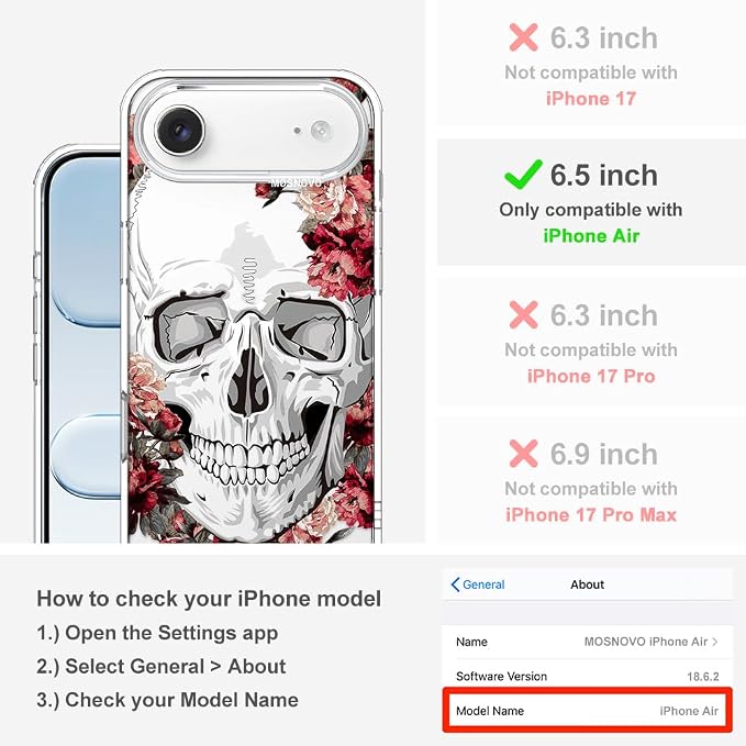 MOSNOVO for iPhone Air Case | Military Grade 6.6ft Drop Tested | Camera Control - Image 2