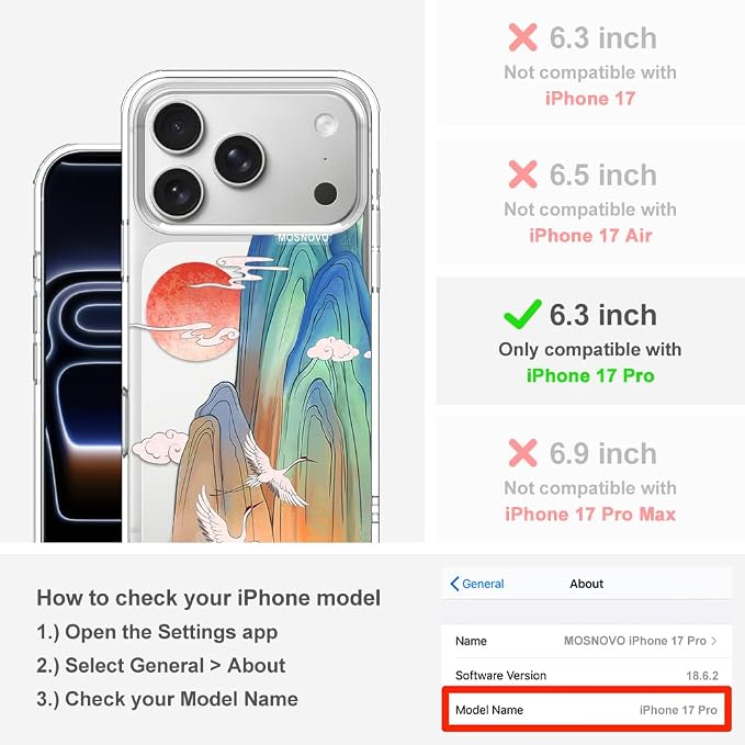 MOSNOVO for iPhone 17 Pro Case, Shockproof Military-Grade Protection 6.6ft Drop - Image 2