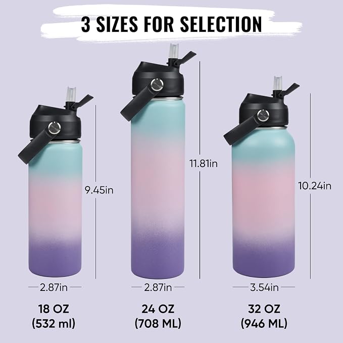 Fijinhom 18oz Insulated Stainless Steel Water Bottle, Wide Mouth Double Wall - Image 2