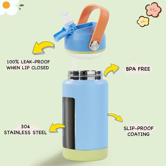 12oz Kids Water Bottle 2 Pack, Stainless Steel Insulated Water Bottle - Image 2