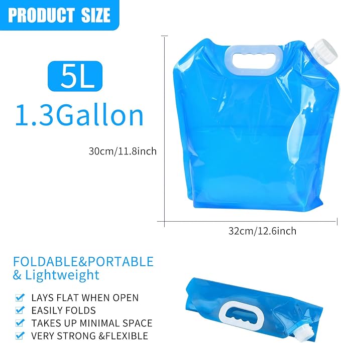 4 Pack 5L BPA Free Collapsible Water Tank Container Portable Lightweight Space - Image 2