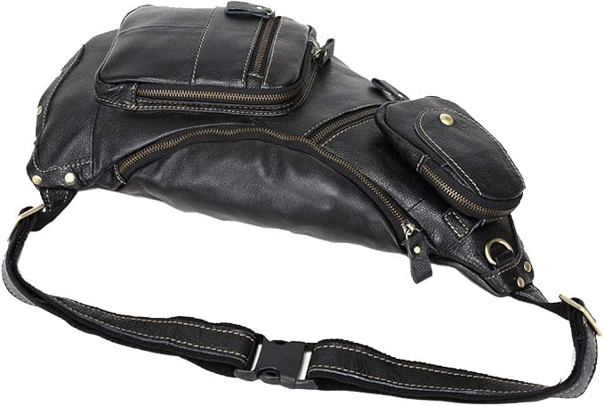 Hebetag Vinatge Leather Sling Bag Crossbody Backpack - Image 4