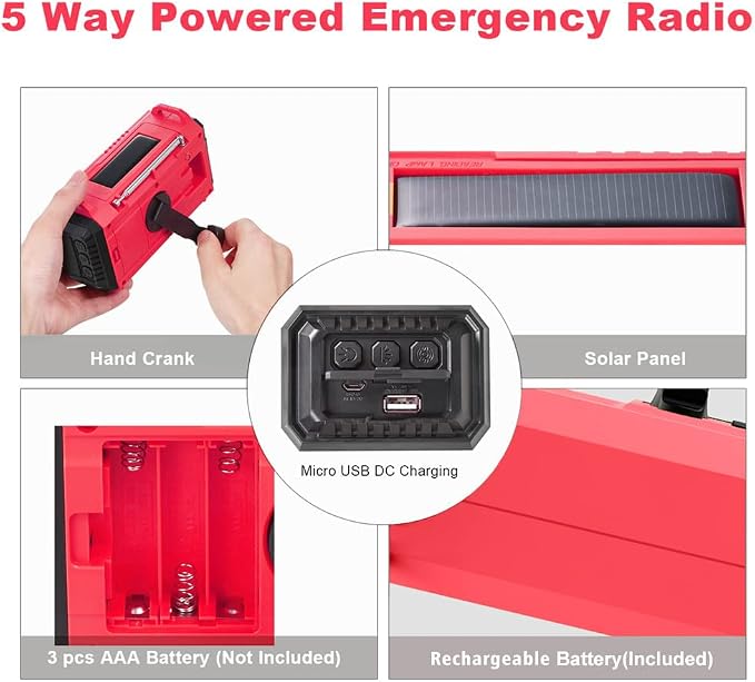 Weather Radio NOAA Alert with Battery Backup 18500mWh, Portable AM FM Shortwave - Image 2