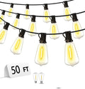 Outdoor Patio String Lights 50ft: ST38 LED Shatterproof Bulbs 3 Modes Button by Vozuji