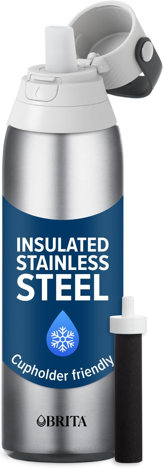 Brita Stainless Steel Premium Filtering Water Bottle, Replaces 300 Plastic by Brita