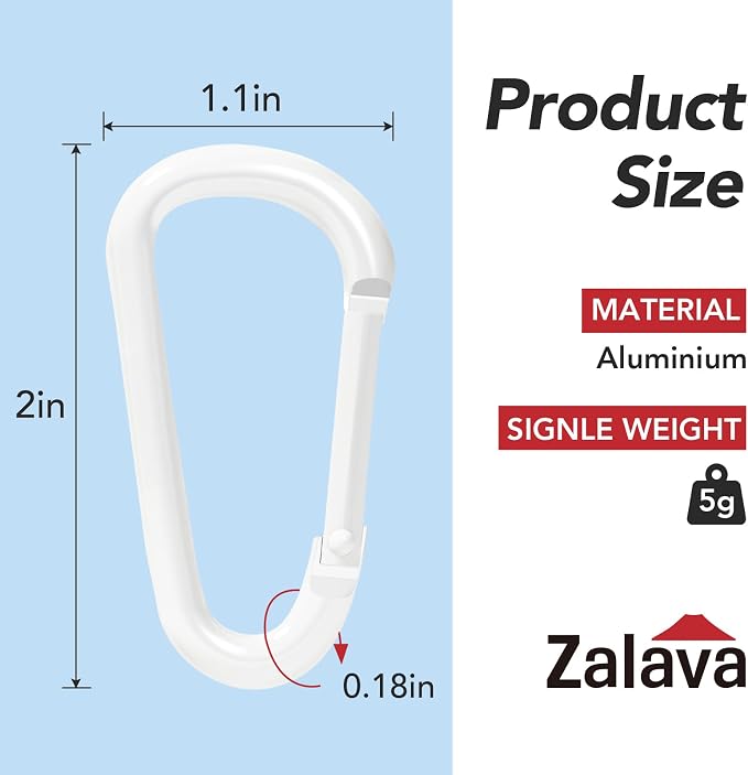 24pc Aluminum Carabiner Clip D Ring, Keychain Spring Hook, Small Carabiners Set - Image 2