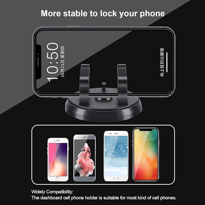 Dashboard Phone Holder for Car Vertical Horizontal 360 Rotate, Cell Phone - Image 6